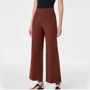 NWT Spanx Stretch Twill Wide Leg Pants in Hickory Brown Size XL